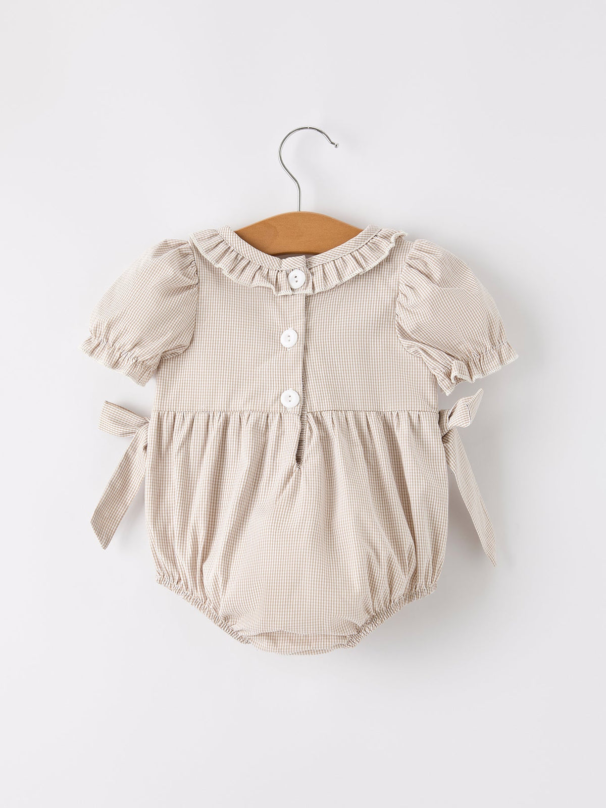 Fall Halloween & Thanksgiving Pumpkin Embroidery Smock Plaid Baby Girl Romper
