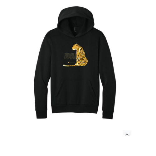 Youth Black Hoodie With Leopard