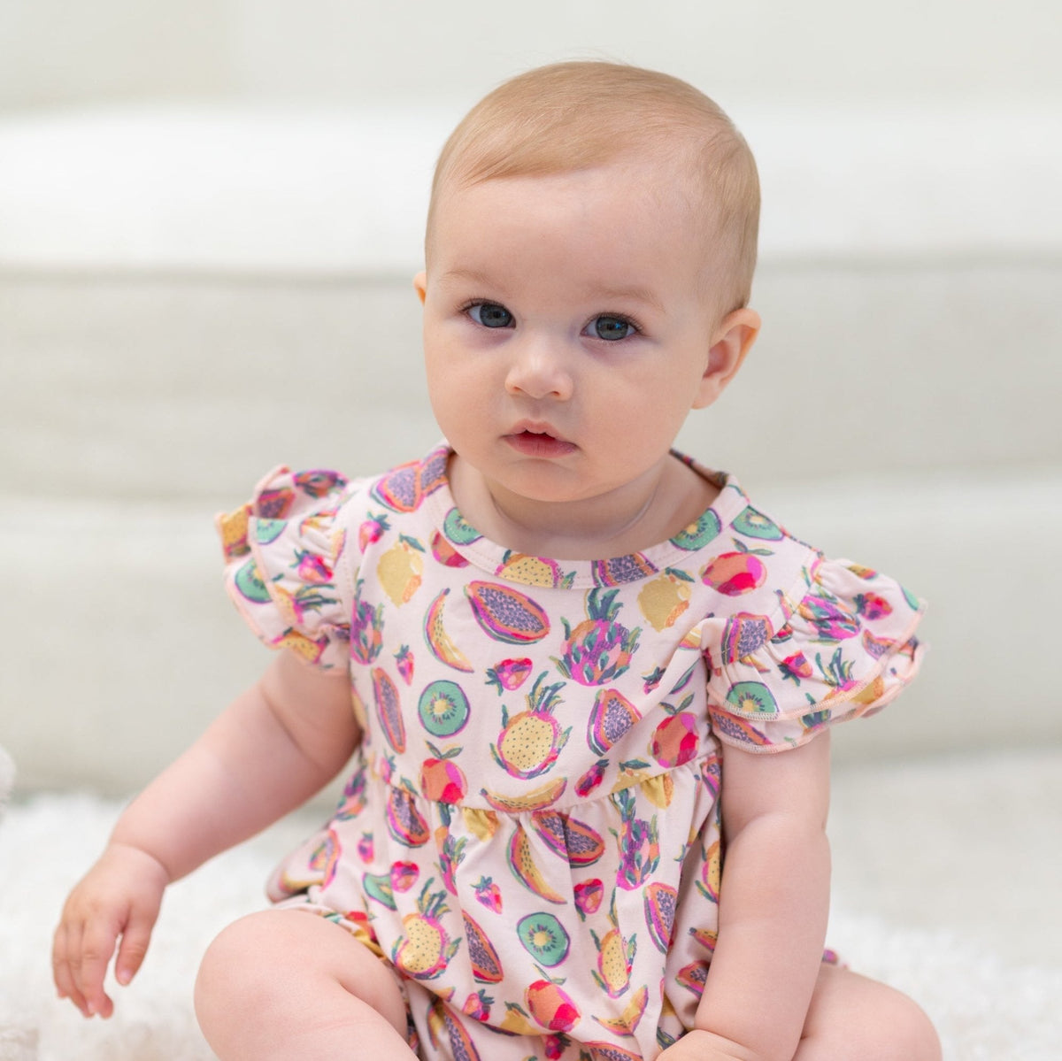 Tropical Fruit Ruffle Romper